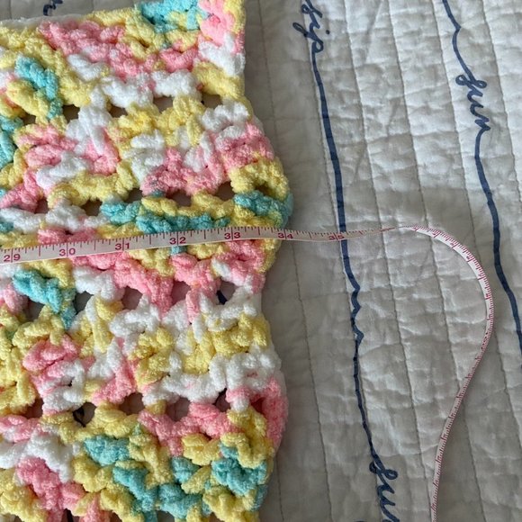 Handmade Crochet Chenille Baby Blanket - Picture 4 of 5